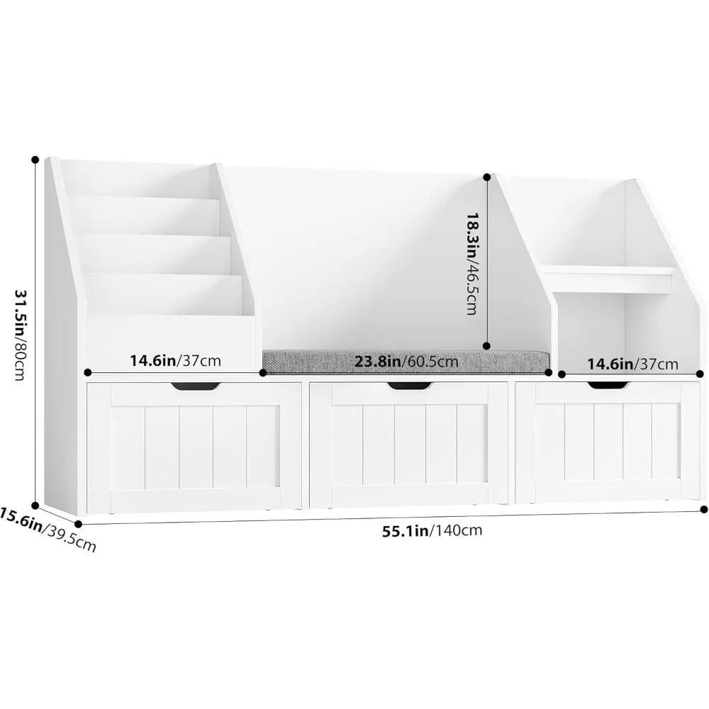 Kids Bookshelf with Reading Nook